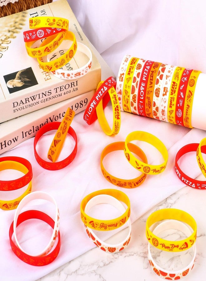 Furbeko 48Pcs Pizza Party Wristbands Silicone Bracelets Pizza Birthday Party Supplies Pizza Theme Stretch Bracelets Gifts for Women Men Teen Pizza Party Favors School Prizes, 8 Styles - Image 3